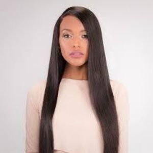 NAT BLACK 12″ VIRGIN BRAZILIAN STRAIGHT LACE WIG